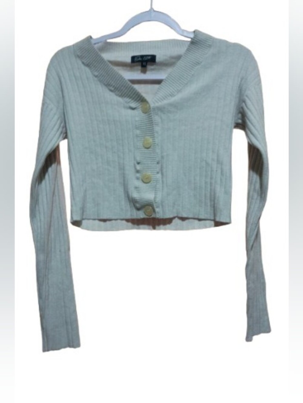 On 12th Ribbed Button‑Front Cropped Cardigan